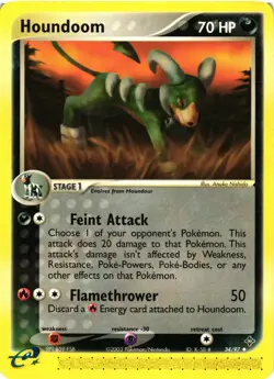 Pokemon TCG Houndoom EX Dragon 34/97 HEAVY DMG - Image 1