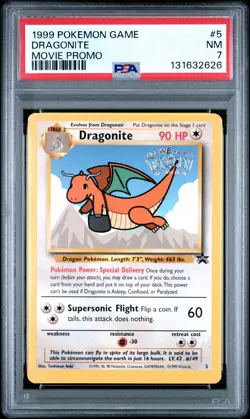 1999 POKEMON GAME MOVIE PROMO #5 DRAGONITE PSA 7 - Image 1