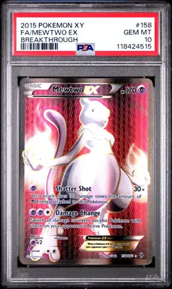 2015 POKEMON XY BREAKTHROUGH #158 FULL ART/MEWTWO EX PSA 10 - Image 1