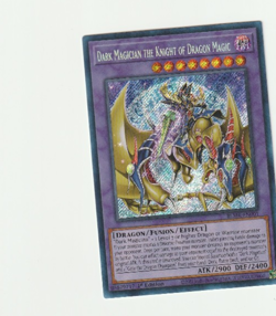 YUGIOH HOLO CARD DARK MAGICIAN THE KNIGHT OF DRAGON MAGIC BLMR-EN001 1ST ED. - Image 1