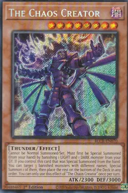 YUGIOH HOLO CARD THE CHAOS CREATOR BLCR-EN070 1ST EDITION - Image 1