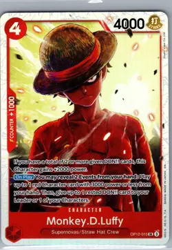Monkey.D.Luffy OP12-015 Legacy of the Master - One Piece Card Game - NM - Image 1