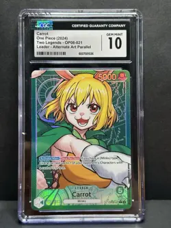 One Piece Two Legends Carrot OP08-021 Leader Alt Art Parallel English CGC 10 Gem - Image 1