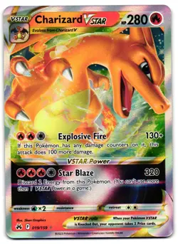 Charizard VSTAR 019/159 - Crown Zenith Rare VSTAR Pokemon TCG Holo - NM Card - Image 1