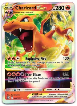 Charizard VSTAR 018/172 - Brilliant Stars Rare VSTAR Pokemon TCG Holo - NM Card - Image 1