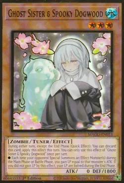 YUGIOH HOLO CARD GHOST SISTER &SPOOKY DOGWOOD MAGO-EN013 1ST EDITION - Image 1