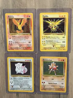 Pokemon TCG Vintage 4 Card Holo Lot - Moltres + Zapdos + Clefairy + Hitmonchan - Image 1