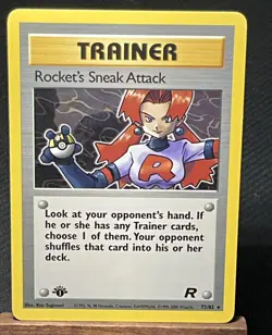 Rocket's Sneak Attack 72/82 Rare 1st Edition Team Rocket Pokemon Card - Image 1