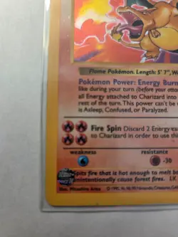 1999 Pokemon Base Set Charizard Shadowless Card 4/102 Heavily Played Condition - Image 4