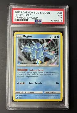 2017 Pokemon Sun & Moon Regice Holo Crimson Invasion PSA 7 - Image 1