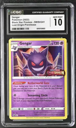 CGC 10 Gem Mint Gengar Swsh241 Lost Origin Prerelease Pokemon Black Star Promos - Image 1