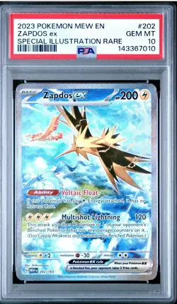 Pokemon Zapdos ex 202/165 SIR Scarlet & Violet 151 Holo SIR GEM MINT PSA 10 - Image 1