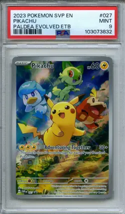 2023 Pokemon Scarlet & Violet Paldea Evoled ETB Pikachu SVP027 PSA 9 - Image 1
