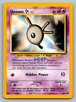 Pokemon TCG Neo Revelation Unown [K] 58/64 - Image 1