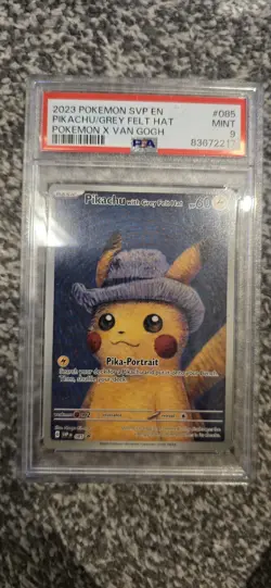 🎨Van Gogh🎨 Pikachu Grey Felt Hat 🔥PSA 9🔥 Pokemon TCG🔥 - Image 2