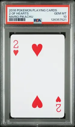 2016 POKEMON PLAYING CARDS MARIO PIKACHU 2 OF HEARTS PSA 10 - Image 1