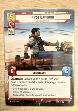 Star Wars Unlimited Poe Dameron Unit Card 422 Fantasy Flight Games Regular - Image 1