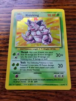 Nidoking 11/102 Holo Rare, Base Set Edition Pokemon Card 1999 WOTC LP! - Image 1