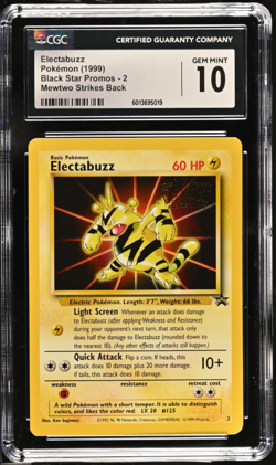 CGC 10 GEM MINT Electabuzz # 2 WB Movie WOTC Black Star PROMO Pokemon Card - Image 1