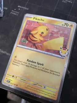 Pokemon TCG Pikachu 051/162 2026 Pokemon Day Stamped Promo Cosmos Swirl Holo - Image 2