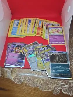 LOT 13: Pokemon Tcg Bundle Lot Vary Conditions Holo Reverse Holos Bulk 60+ Cards - Image 1