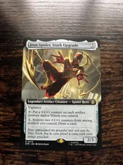 Iron Spider, Stark Upgrade Extended Art Spiderman Pack Fresh MTG - Image 1