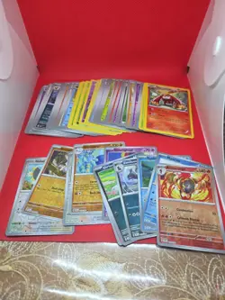 LOT 55: Pokemon Tcg Bundle Lot Vary Conditions Holo Reverse Holos Bulk 60+ Cards - Image 1