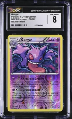 GENGAR BREAKTHROUGH Reverse Holo POKEMON #60/162 PSA CGC 8 Deutsch Pop Count 1 - Image 1