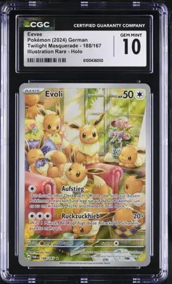 Pokemon Eevee Evoli TWM 188/167 Twilight Masquerade PSA CGC 10 Deutsch - Image 1