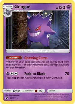 Gengar 38/111 HOLO Rare Sun Moon Crimson Invasion Pokemon Card NM - Image 1