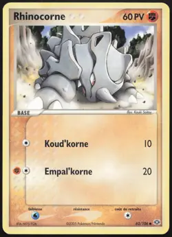 Carte Pokemon Rhinocorne 62/106 Emeraude Francais - Image 1