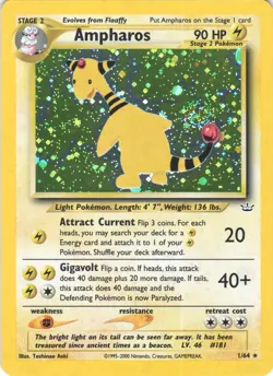 Ampharos Tail SWIRL 1/64 Holo Rare Neo Revelation Pokemon LP - Image 1