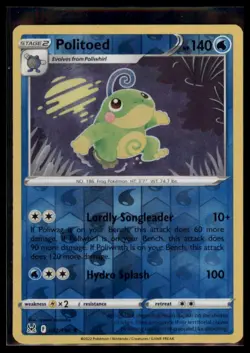 Pokemon - Politoed SWSH11: Lost Origin #032/196 - Reverse Holo NM - Image 1