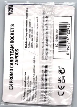 Team Rocket's Zapdos (EB Games Exclusive) 070/182 - Pokemon Card - Sealed - Image 2