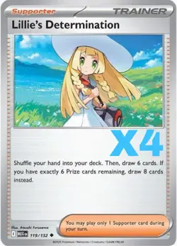 4x Lillie's Determination 119/132 Mega Evolution Pokemon Playset - Image 1