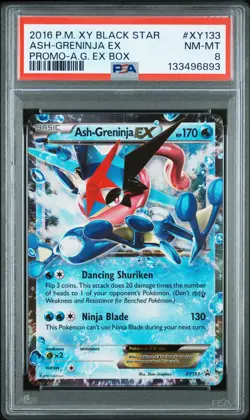 2016 POKEMON XY BLACK STAR PROMO ASH-GRENINJA EX BOX ASH-GRENINJA EX PSA 8 - Image 1