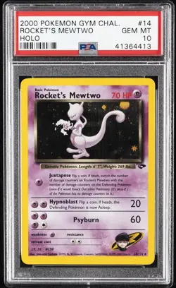 2000 POKEMON GYM CHALLENGE HOLO #14 ROCKET'S MEWTWO PSA 10 - Image 1