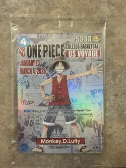 Monkey D Luffy College Basketball US Voyage Bandai One Piece Card P-055 - Image 1