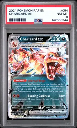 2024 Pokemon Paf EN-Paldean Fates Charizard EX PSA 8 #054 - Image 1