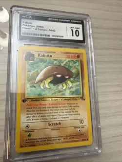 1999 Pokemon Fossil 1st Edition Kabuto 50/62 CGC GEM MINT 10 - Image 1