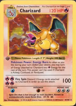 Magnet 🧲 1999 Pokemon Base 1st Edition Charizard Holo Rare Shadowless 4/102 - Image 1