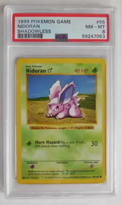 Nidoran Shadowless - 55/102 Base Set Pokemon Graded Card - PSA 8 NM - Mint - Image 1