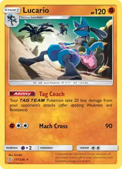 Lucario 117/236 Unified Minds Pokemon Card NM - Image 1