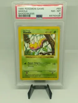 1999 Pokemon Shadowless Base Set Weedle 69/102 PSA 8 Near Mint / Mint - Image 1