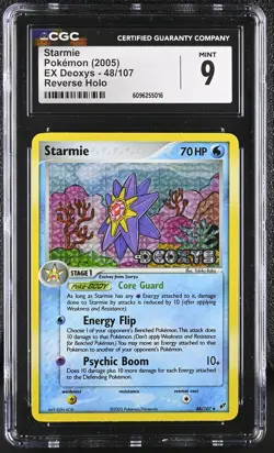 CGC 9 MINT Starmie 2005 EX Deoxys 48/107 Reverse Holo Stamped Pokemon Card - Image 1