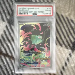 Pokemon TCG 2025 Bulbasaur Mega Evolution Stamped 133/132 Holo PSA 8 - Image 1