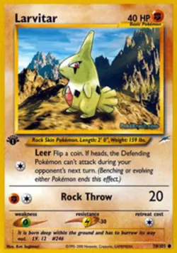 1x Larvitar - 70/105 - Common - 1st Edition Moderately Played Pokemon G2 - Neo D - Image 1