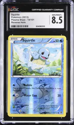 Pokemon Squirtle 2013 Plasma Blast 14/101 Reverse Holo CGC 8.5 NM/MINT+ - Image 1