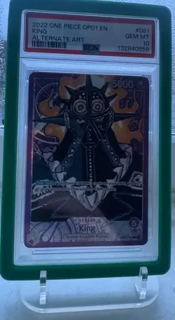 PSA 10 - ONE PIECE TCG ENGLISH- KING ALT ART LEADER - (OP01-091 L) - Image 1