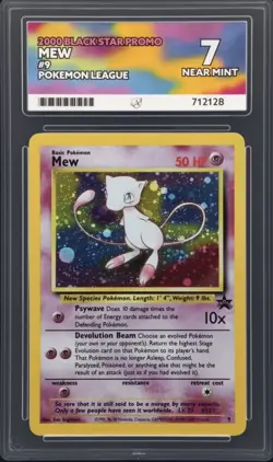 Mew 2000 Black Star Promo Pokemon League ACE GRADED 7 NEAR MINT - Image 1